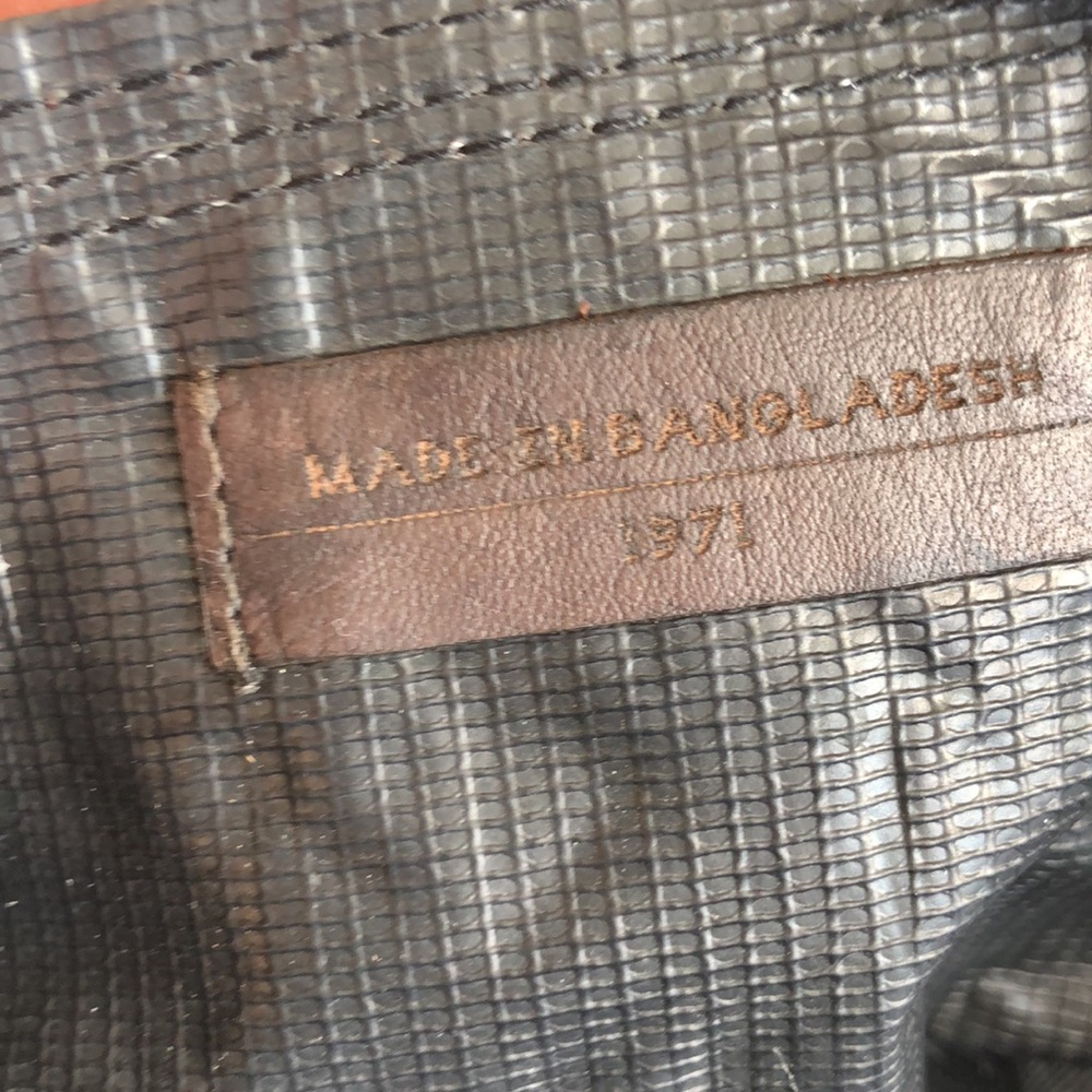 NWT Made in Bangladesh 1971 Small Brown Waxed Cotton Lined Tote - Picture 6 of 10